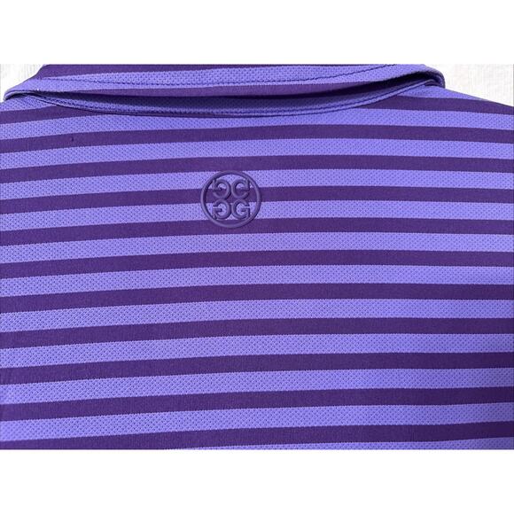 NWT G/FORE Golf Polo Shirt Mens Medium Purple Striped $110 Perforated Tech Jerse - Picture 5 of 10